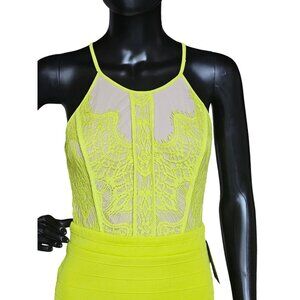 Acid Yellow Short Bodycon Halter - XOXO NWT